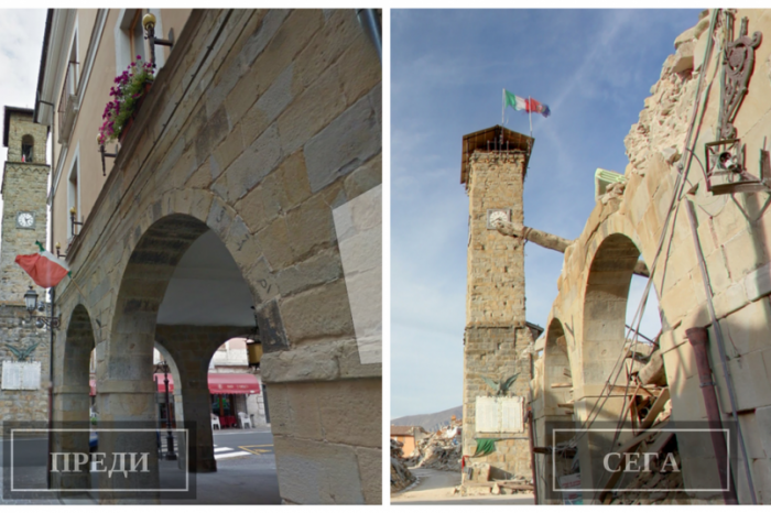 Италиански град преди и след земетресенията в Google Street View