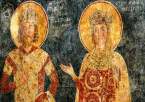 Цар Константин Тих-Асен и царица Ирина. Боянска църква, стенопис.