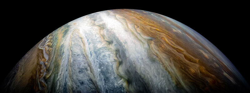 Фиг.1. Повърхността на Юпитер, заснета от космическия апарат JunoДжуно. Credit: NASA/JPL-Caltech/SwRI/MSSS/Kevin M. Gill