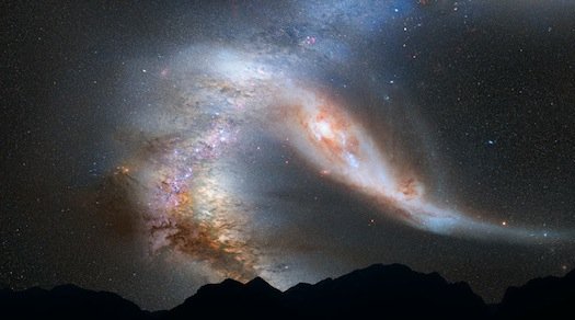 Галактиките "Млечният път" и "Андромеда" се сблъскват.
